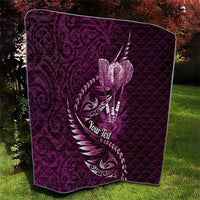 Personalised All Pink New Zealand Darts Quilt Aoteroa Fern Maori Galaxy Style LT14 - Polynesian Pride