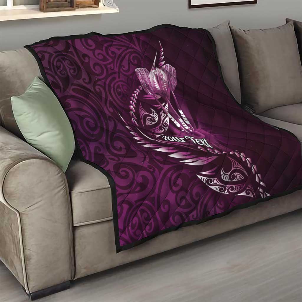 Personalised All Pink New Zealand Darts Quilt Aoteroa Fern Maori Galaxy Style LT14 - Polynesian Pride