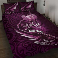 Personalised All Pink New Zealand Darts Quilt Bed Set Aoteroa Fern Maori Galaxy Style