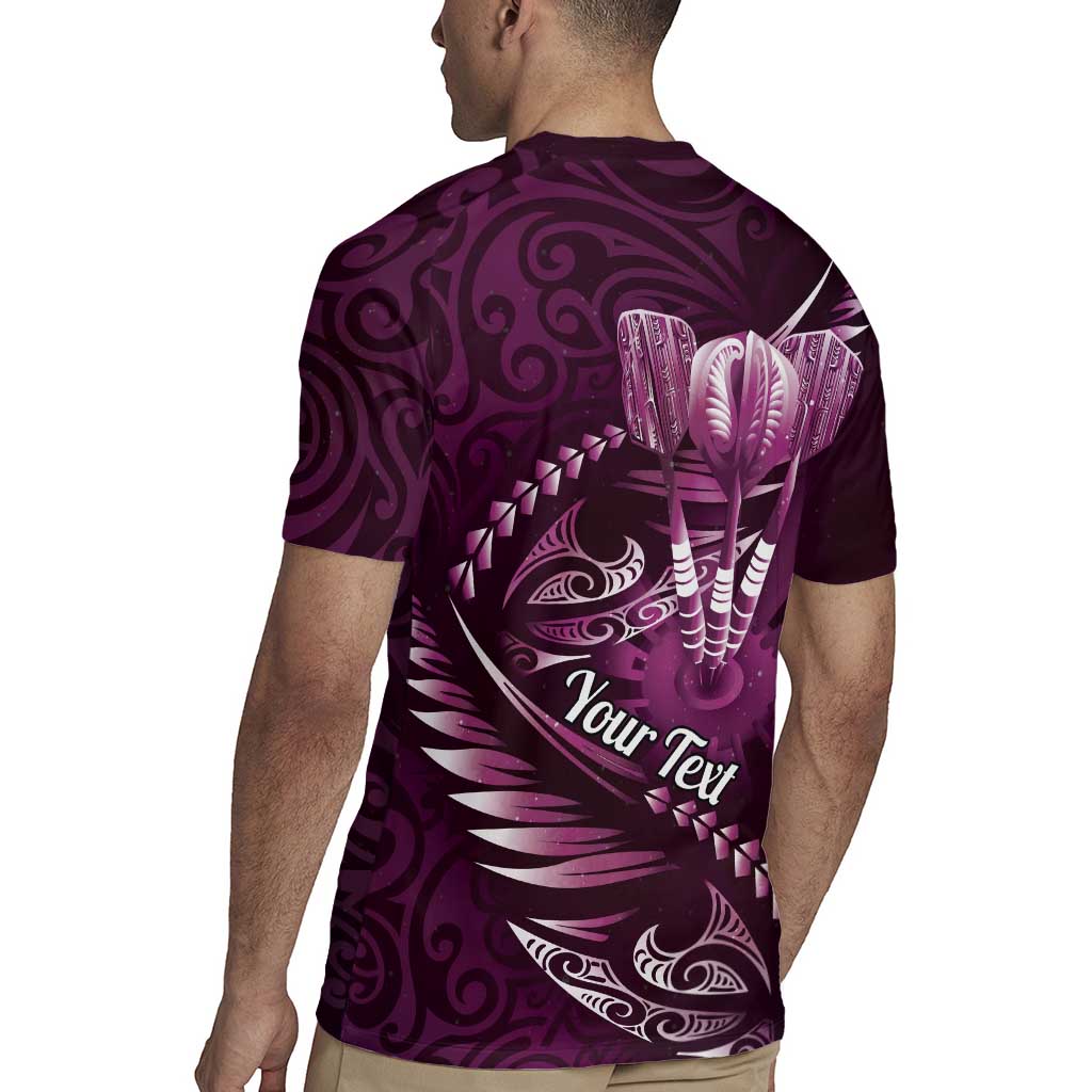 Personalised All Pink New Zealand Darts Rugby Jersey Aoteroa Fern Maori Galaxy Style