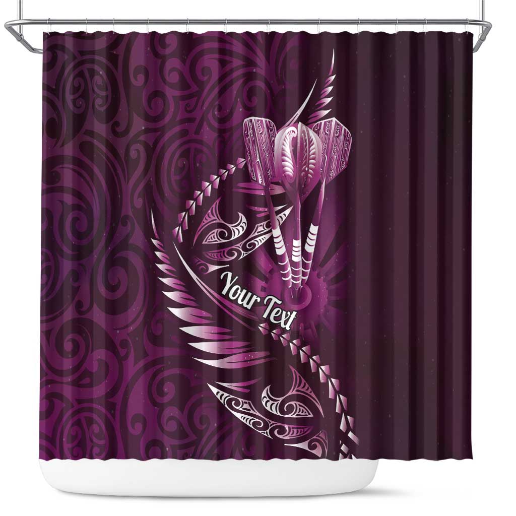 Personalised All Pink New Zealand Darts Shower Curtain Aoteroa Fern Maori Galaxy Style