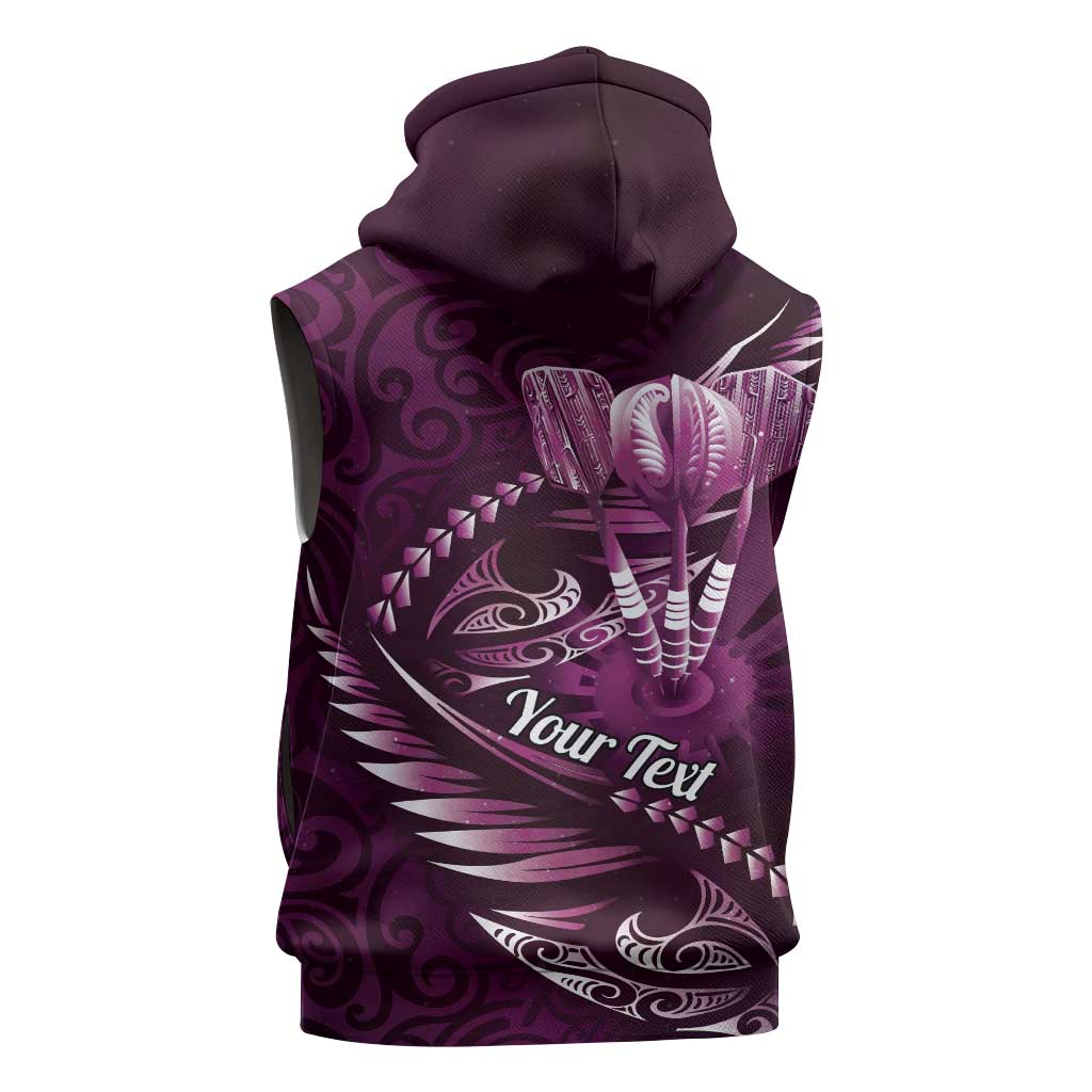 Personalised All Pink New Zealand Darts Sleeveless Zip Hoodie Aoteroa Fern Maori Galaxy Style LT14 - Polynesian Pride