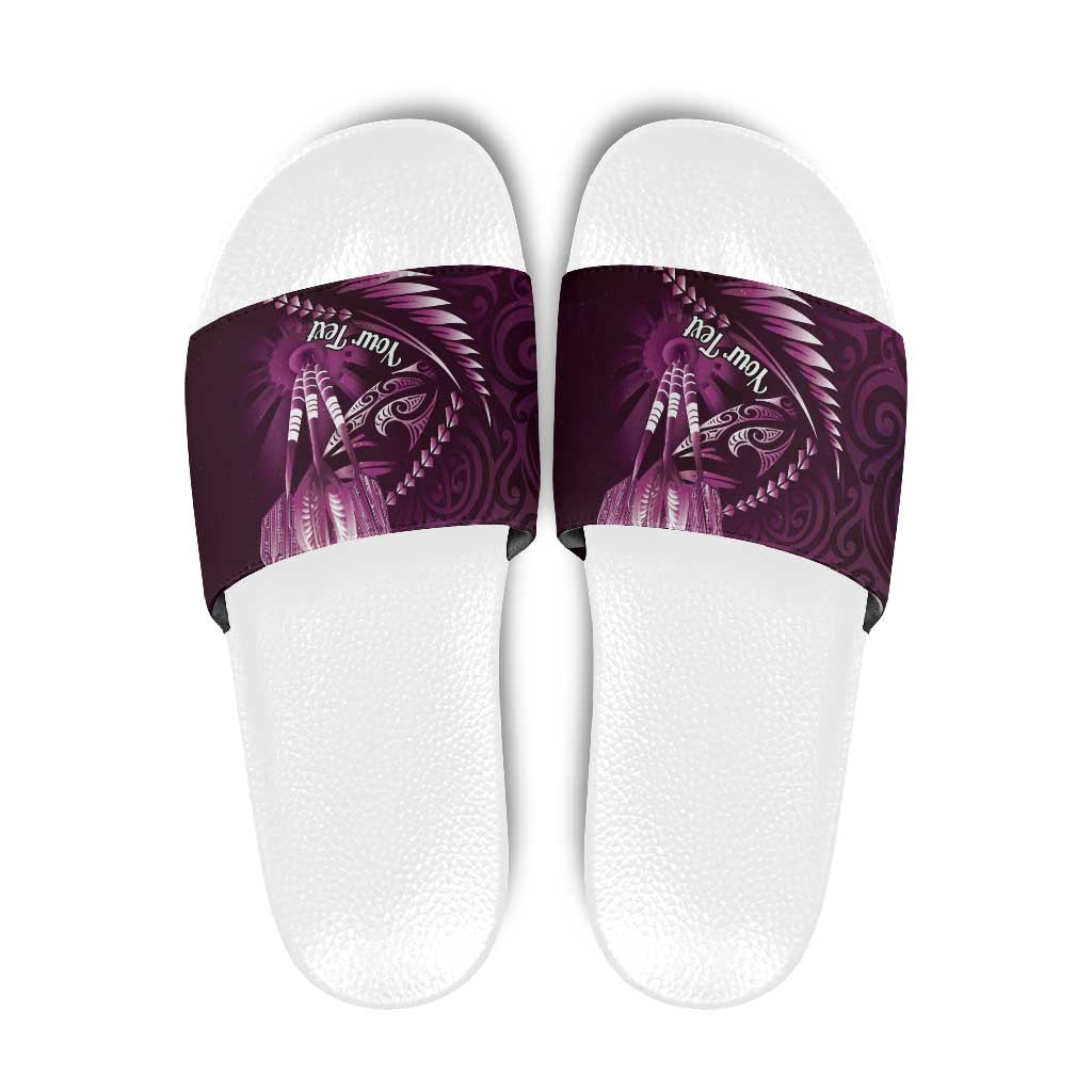 Personalised All Pink New Zealand Darts Slide Sandals Aoteroa Fern Maori Galaxy Style LT14 Pink - Polynesian Pride