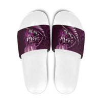 Personalised All Pink New Zealand Darts Slide Sandals Aoteroa Fern Maori Galaxy Style LT14 Pink - Polynesian Pride