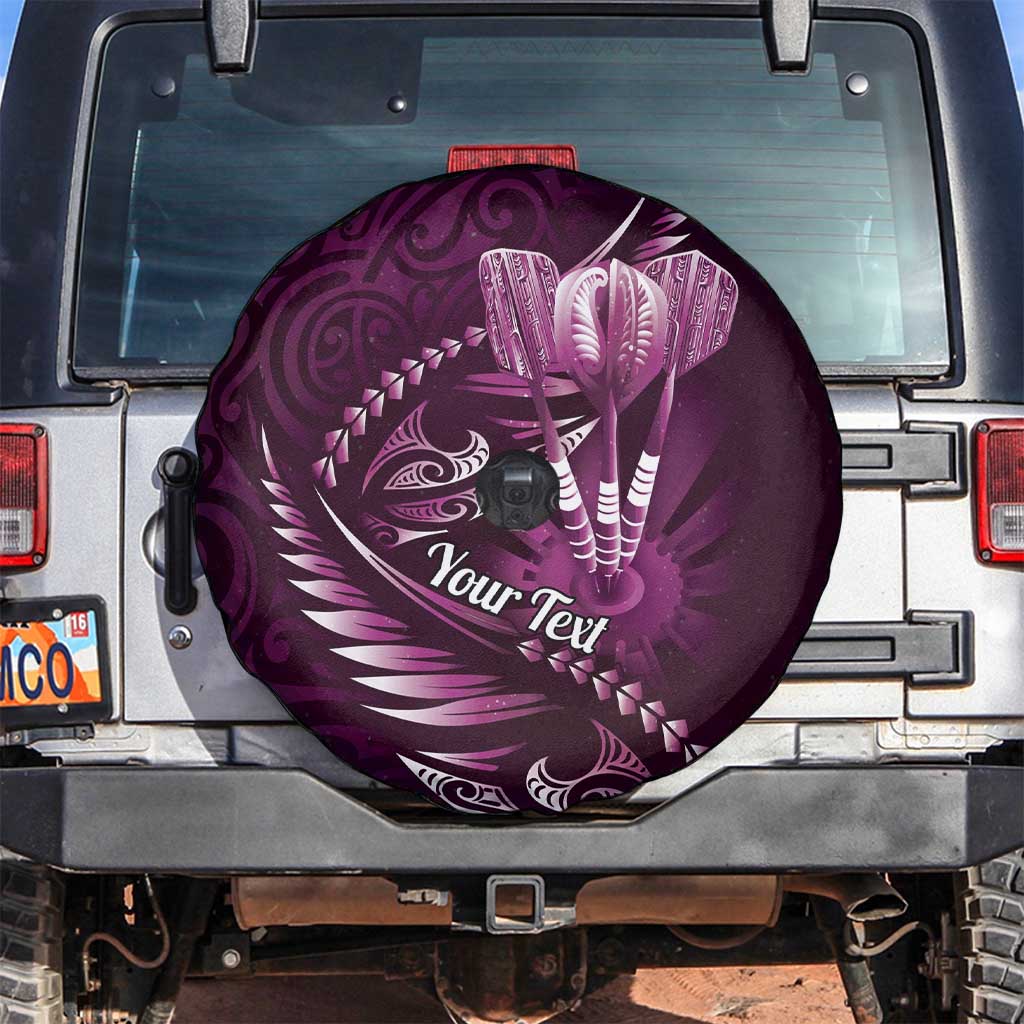 Personalised All Pink New Zealand Darts Spare Tire Cover Aoteroa Fern Maori Galaxy Style