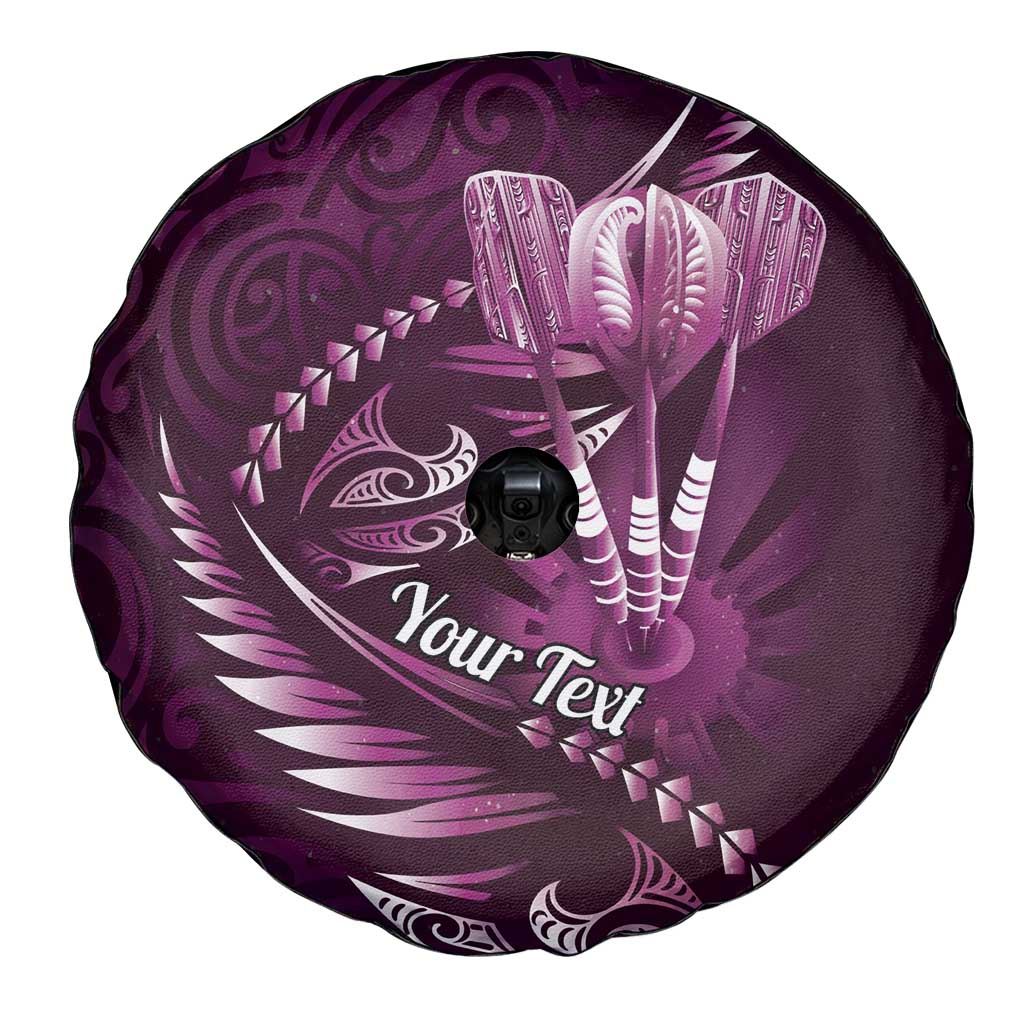 Personalised All Pink New Zealand Darts Spare Tire Cover Aoteroa Fern Maori Galaxy Style
