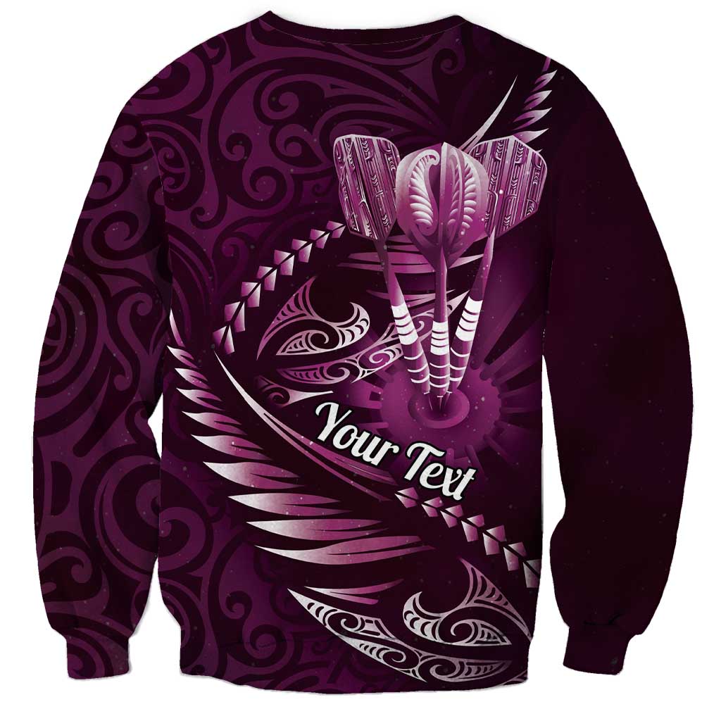 Personalised All Pink New Zealand Darts Sweatshirt Aoteroa Fern Maori Galaxy Style