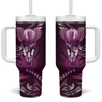 All Pink New Zealand Darts Tumbler With Handle Aoteroa Fern Maori Galaxy Style LT14 One Size: 40 oz Pink - Polynesian Pride