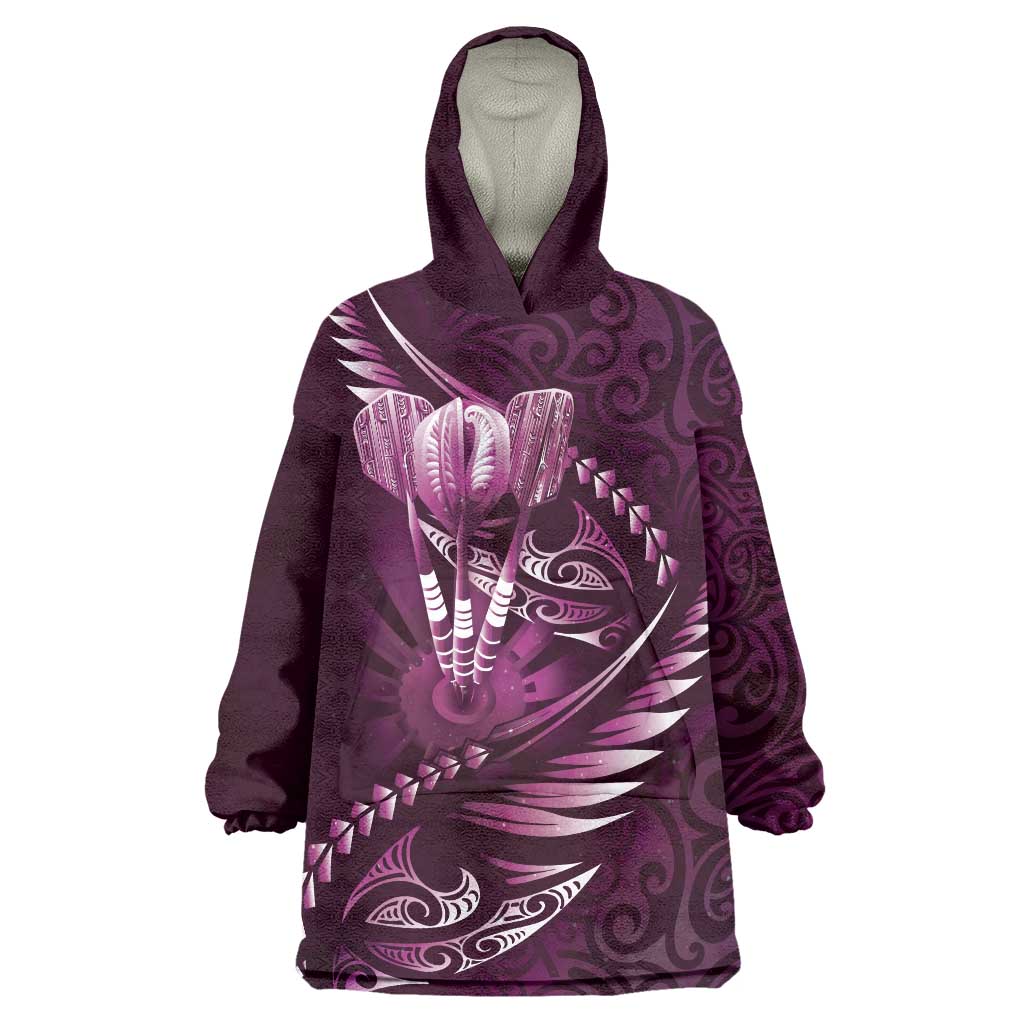 Personalised All Pink New Zealand Darts Wearable Blanket Hoodie Aoteroa Fern Maori Galaxy Style