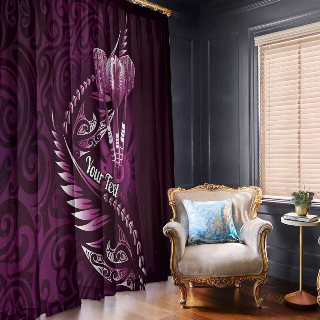 Personalised All Pink New Zealand Darts Window Curtain Aoteroa Fern Maori Galaxy Style LT14 - Polynesian Pride