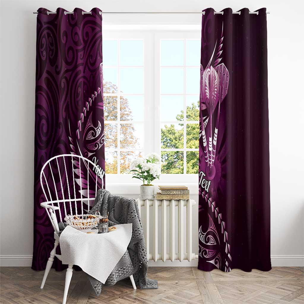 Personalised All Pink New Zealand Darts Window Curtain Aoteroa Fern Maori Galaxy Style LT14 - Polynesian Pride