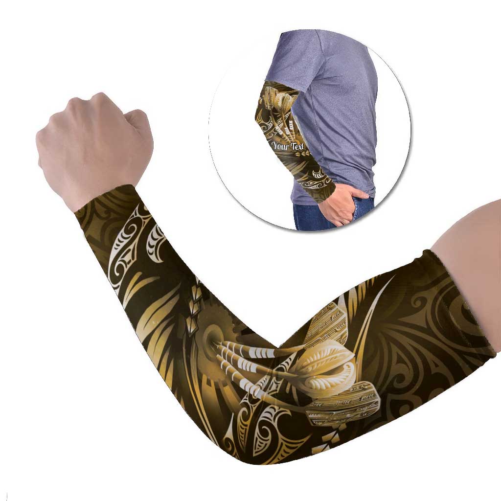 Personalised All Gold New Zealand Darts Arm Sleeves Aoteroa Fern Maori Galaxy Style - Polynesian Pride
