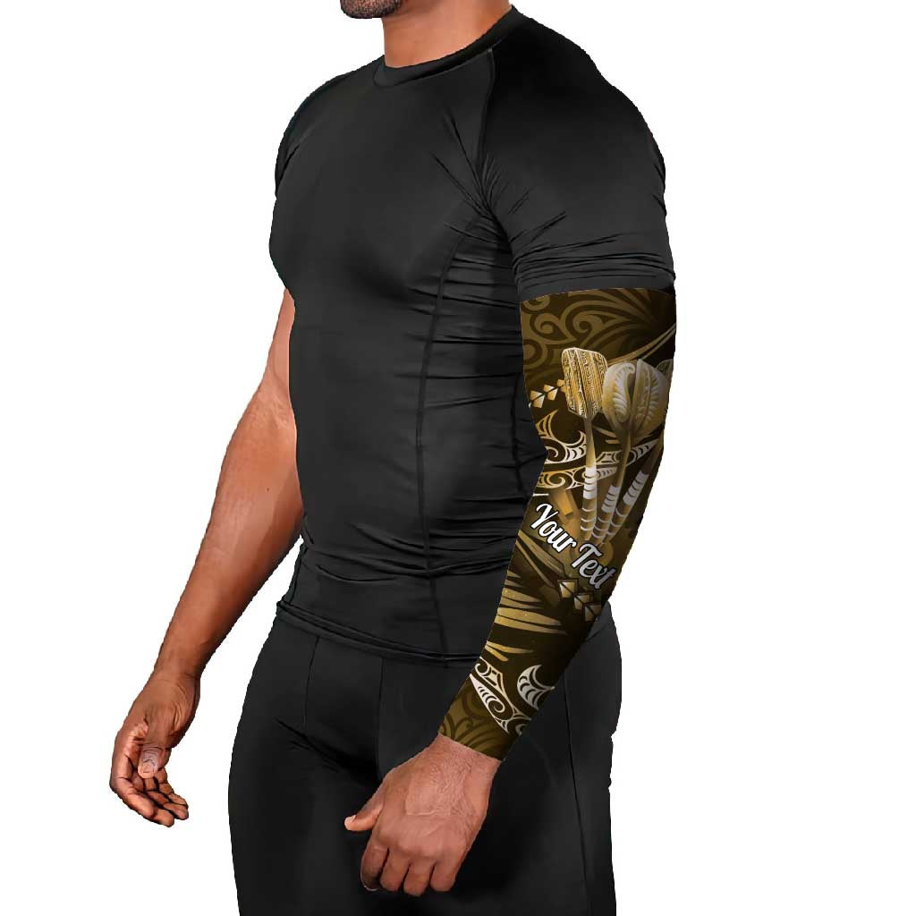 Personalised All Gold New Zealand Darts Arm Sleeves Aoteroa Fern Maori Galaxy Style - Polynesian Pride