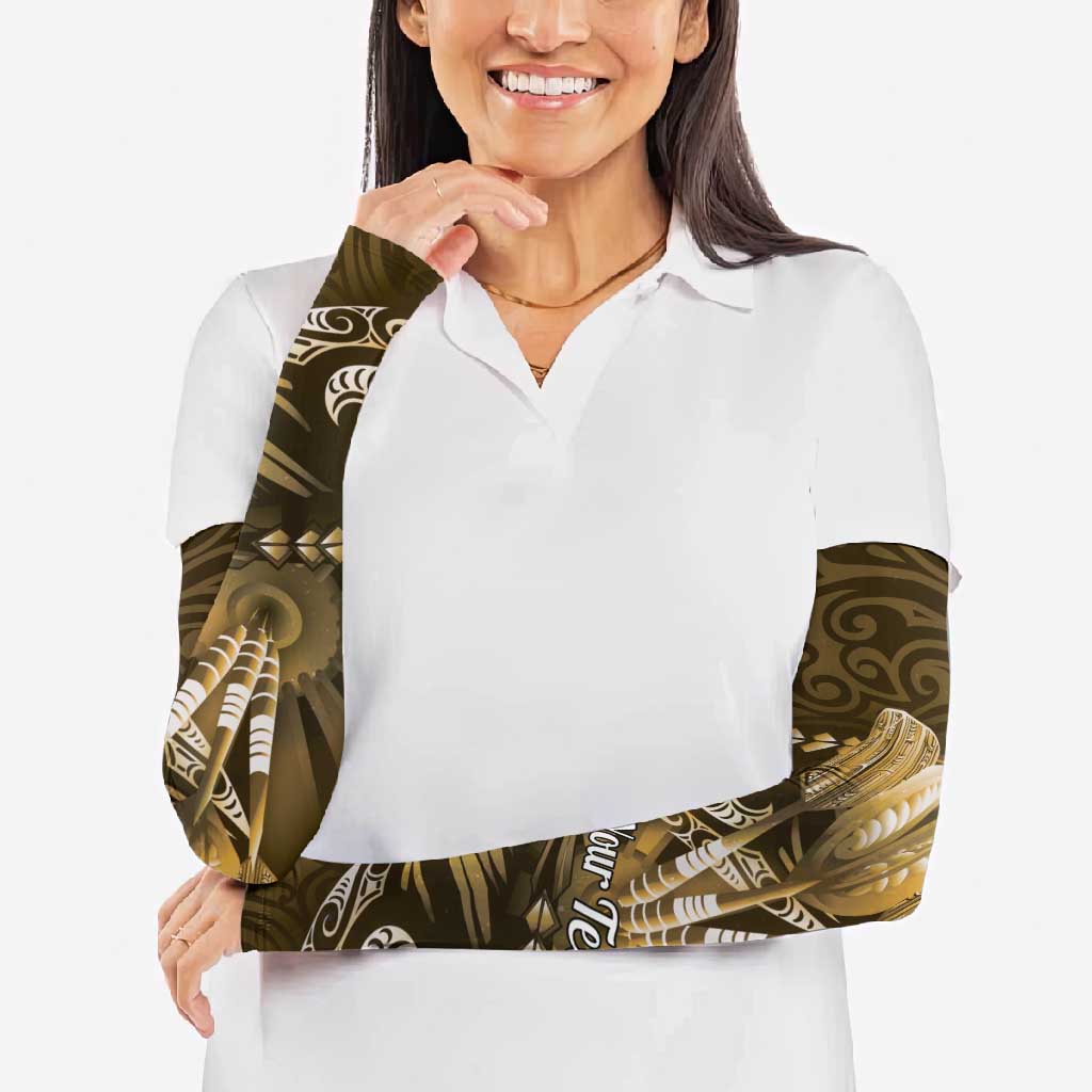 Personalised All Gold New Zealand Darts Arm Sleeves Aoteroa Fern Maori Galaxy Style - Polynesian Pride