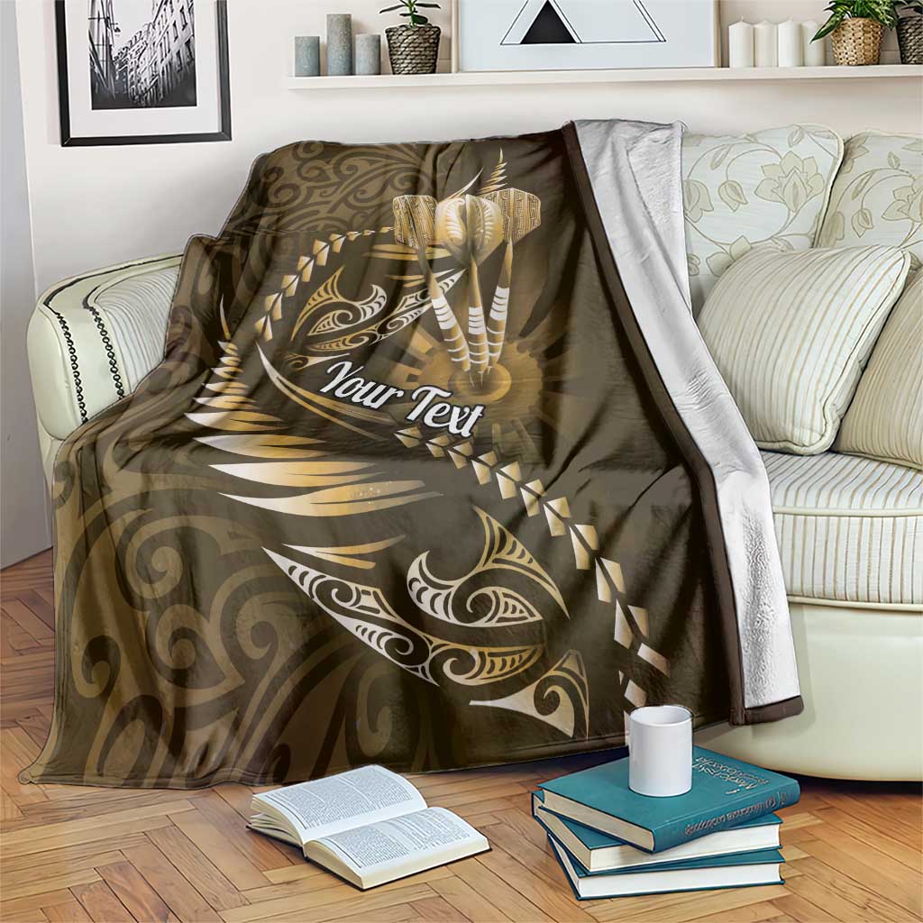 Personalised All Gold New Zealand Darts Blanket Aoteroa Fern Maori Galaxy Style