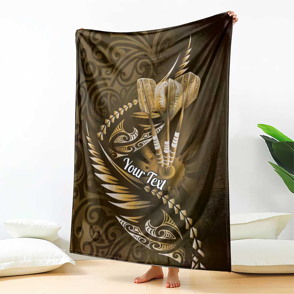 Personalised All Gold New Zealand Darts Blanket Aoteroa Fern Maori Galaxy Style