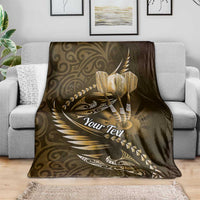 Personalised All Gold New Zealand Darts Blanket Aoteroa Fern Maori Galaxy Style