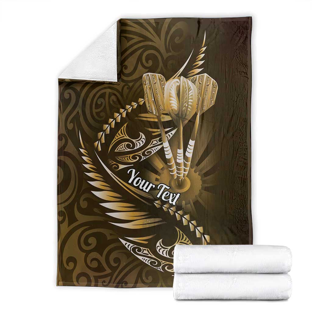 Personalised All Gold New Zealand Darts Blanket Aoteroa Fern Maori Galaxy Style