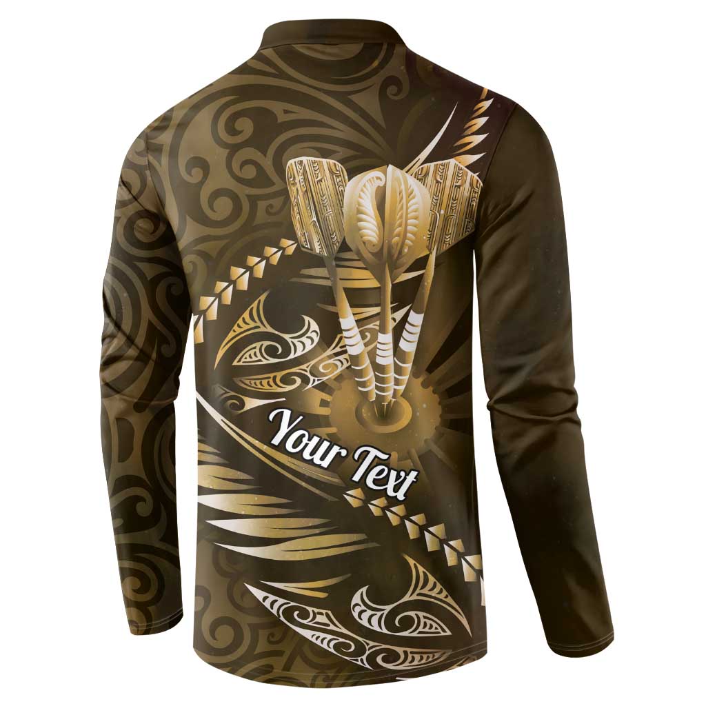 Personalised All Gold New Zealand Darts Button Sweatshirt Aoteroa Fern Maori Galaxy Style
