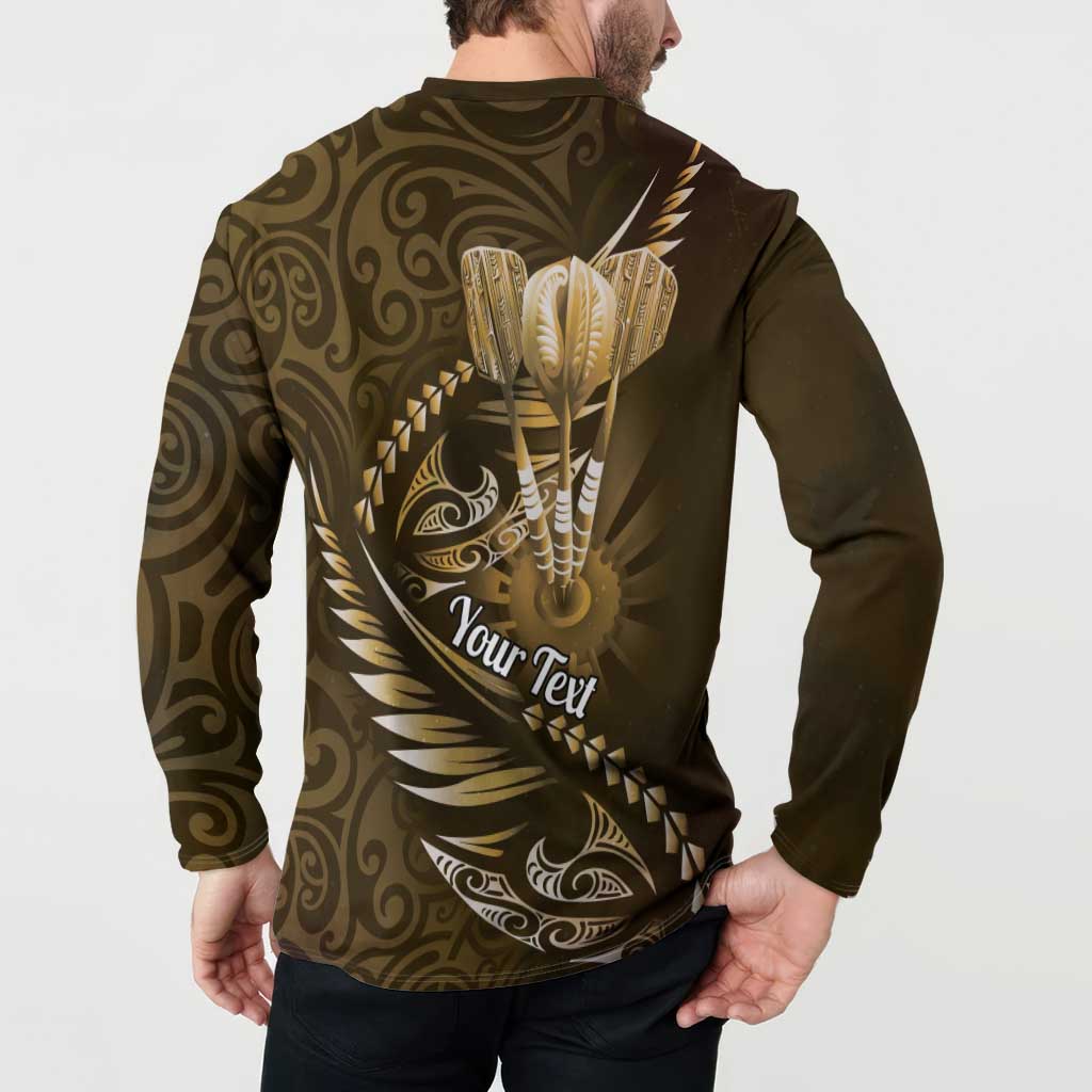 Personalised All Gold New Zealand Darts Button Sweatshirt Aoteroa Fern Maori Galaxy Style