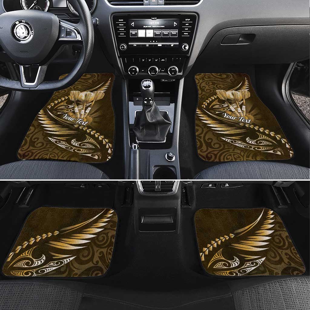 Personalised All Gold New Zealand Darts Car Mats Aoteroa Fern Maori Galaxy Style