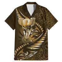 Personalised All Gold New Zealand Darts Family Matching Mermaid Dress and Hawaiian Shirt Aoteroa Fern Maori Galaxy Style