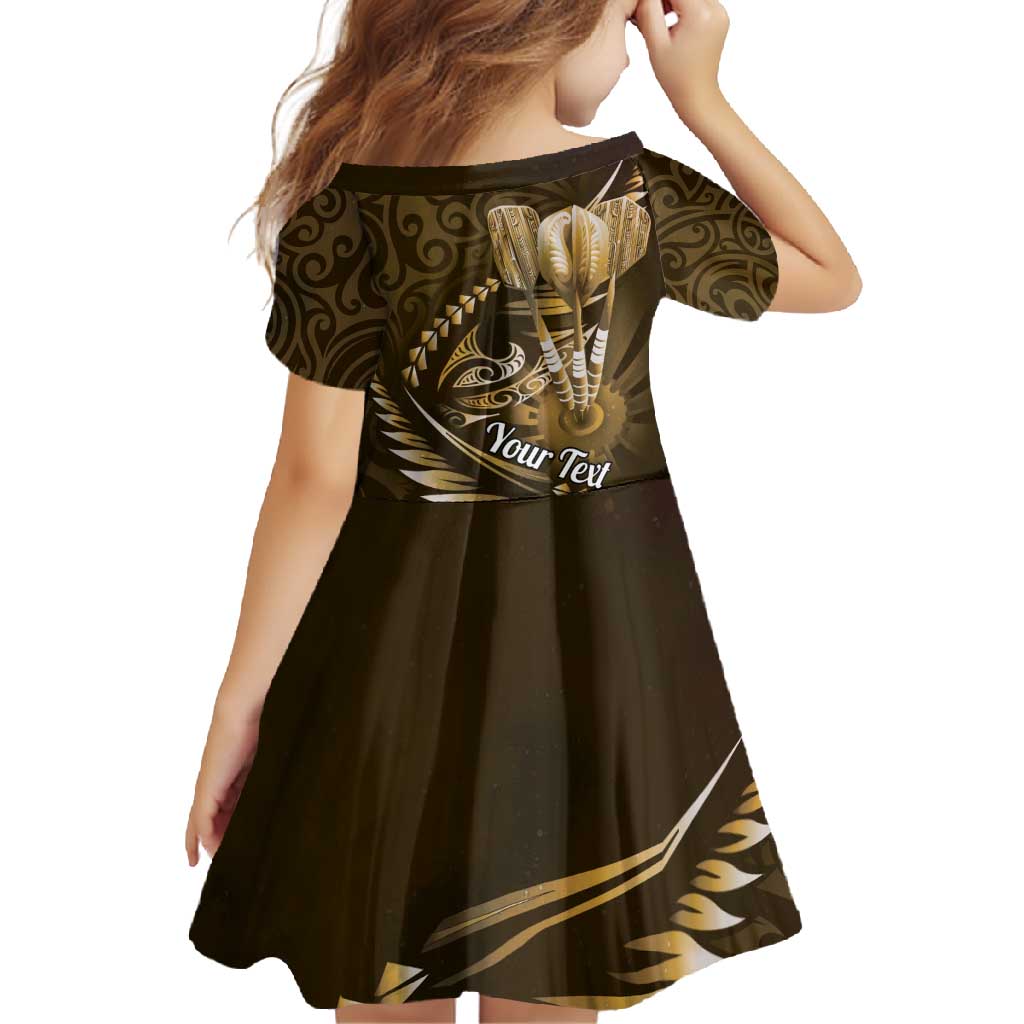 Personalised All Gold New Zealand Darts Family Matching Off Shoulder Maxi Dress and Hawaiian Shirt Aoteroa Fern Maori Galaxy Style