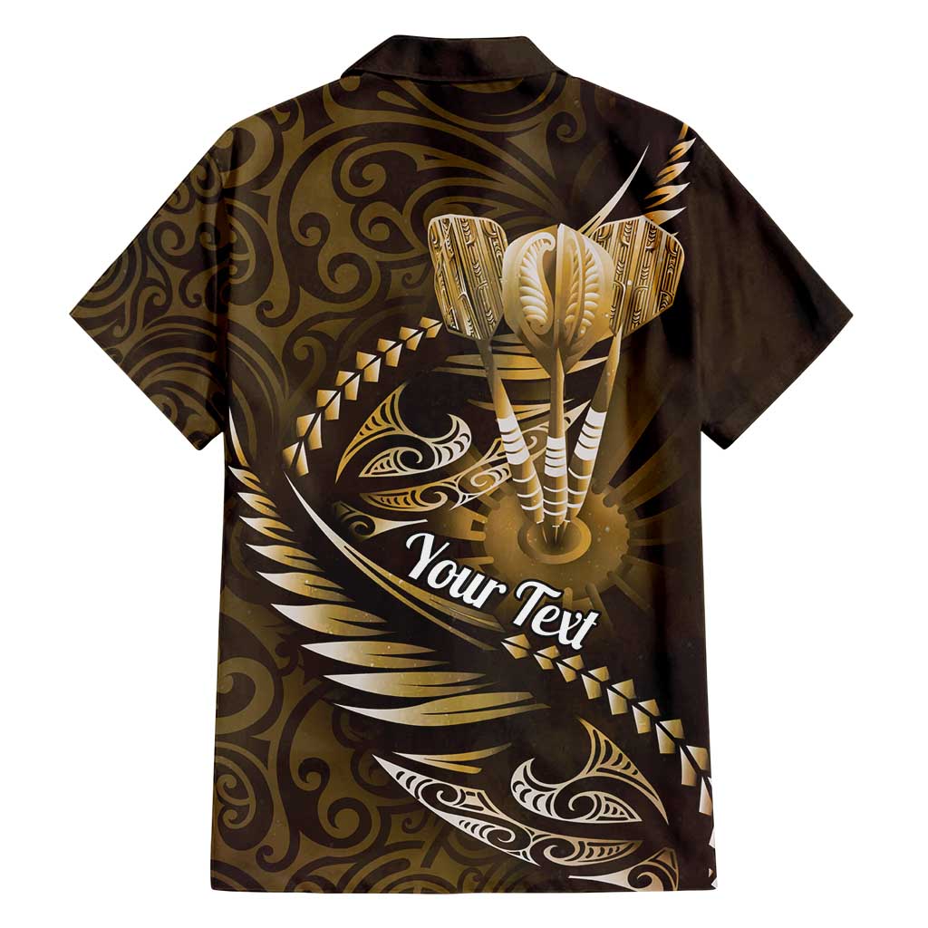 Personalised All Gold New Zealand Darts Family Matching Puletasi and Hawaiian Shirt Aoteroa Fern Maori Galaxy Style