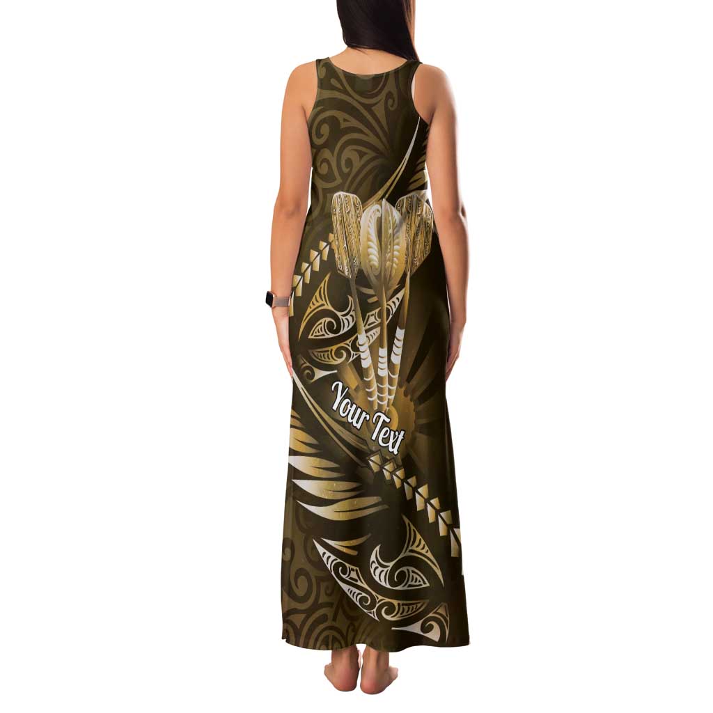 Personalised All Gold New Zealand Darts Family Matching Tank Maxi Dress and Hawaiian Shirt Aoteroa Fern Maori Galaxy Style