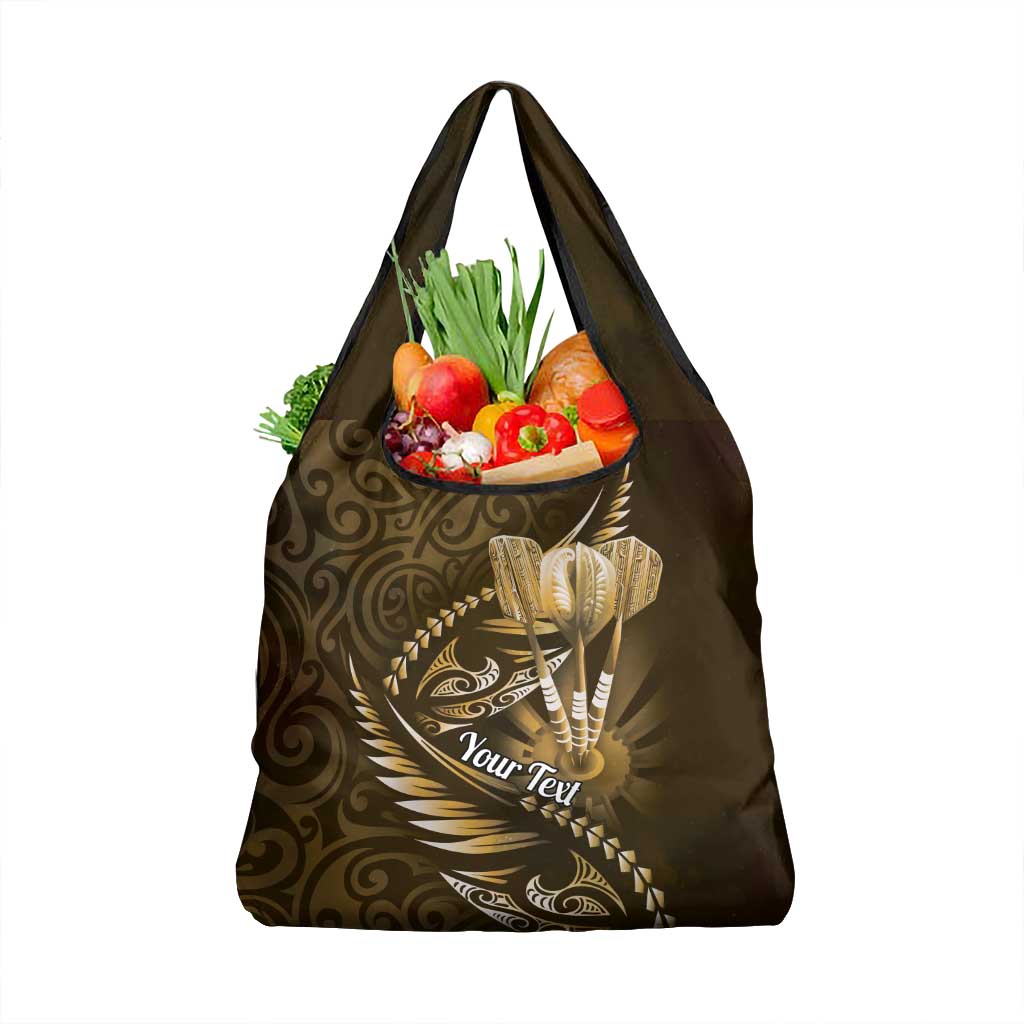 Personalised All Gold New Zealand Darts Grocery Bag Aoteroa Fern Maori Galaxy Style