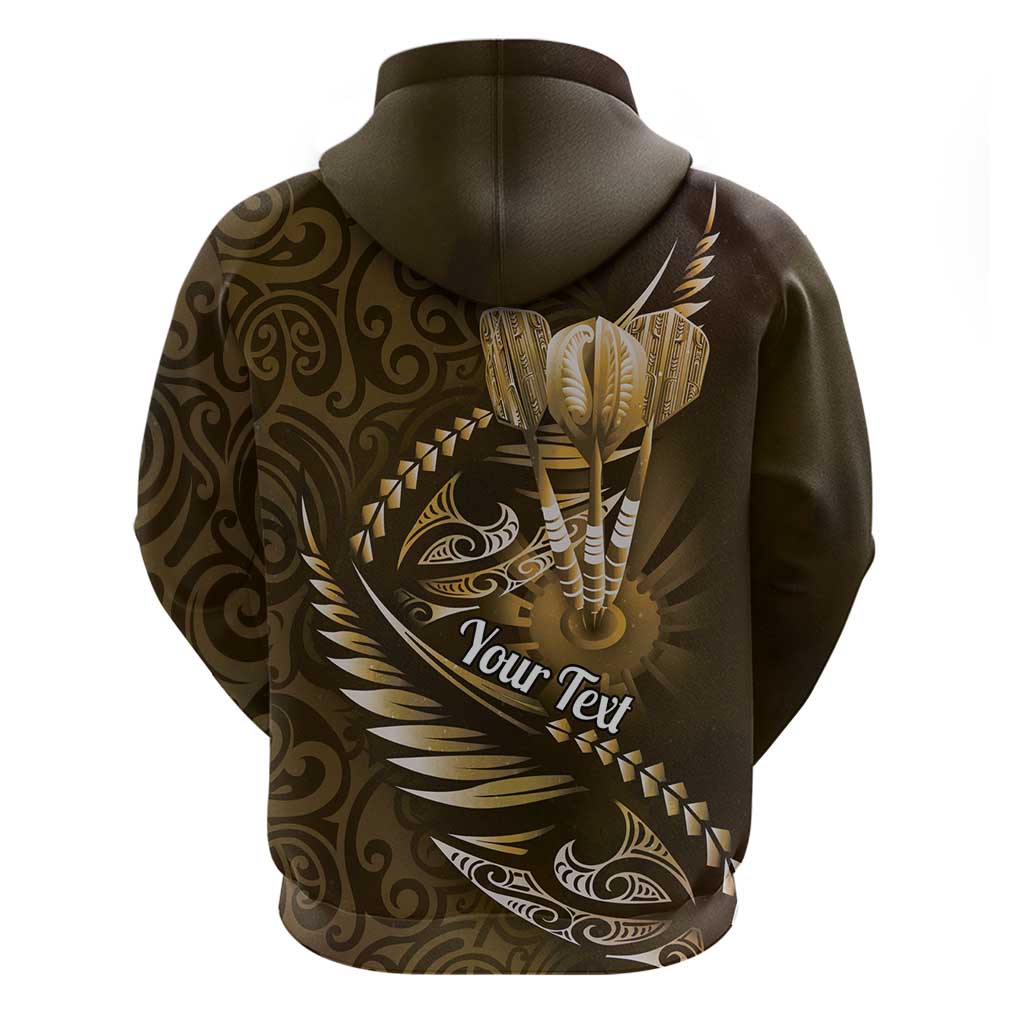 Personalised All Gold New Zealand Darts Hoodie Aoteroa Fern Maori Galaxy Style
