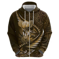 Personalised All Gold New Zealand Darts Hoodie Aoteroa Fern Maori Galaxy Style