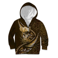 Personalised All Gold New Zealand Darts Kid Hoodie Aoteroa Fern Maori Galaxy Style