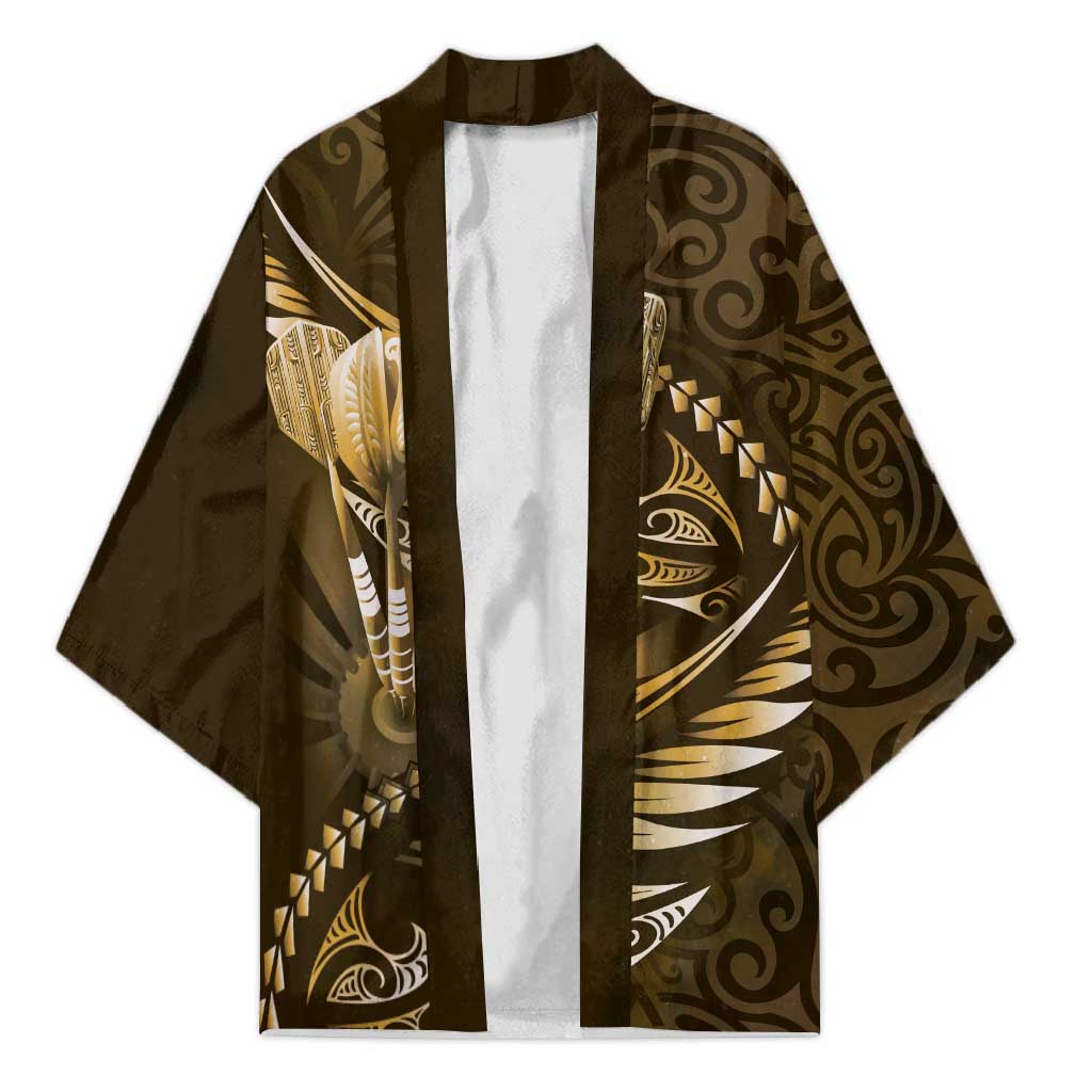 Personalised All Gold New Zealand Darts Kimono Aoteroa Fern Maori Galaxy Style - Polynesian Pride