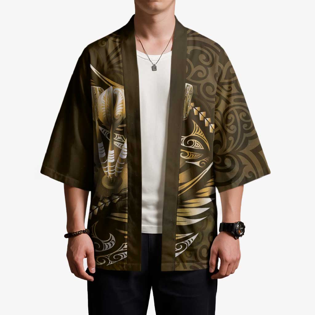 Personalised All Gold New Zealand Darts Kimono Aoteroa Fern Maori Galaxy Style - Polynesian Pride