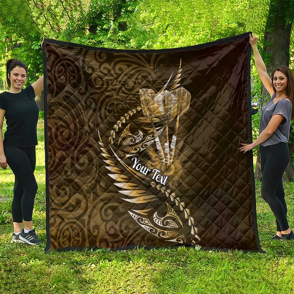 Personalised All Gold New Zealand Darts Quilt Aoteroa Fern Maori Galaxy Style