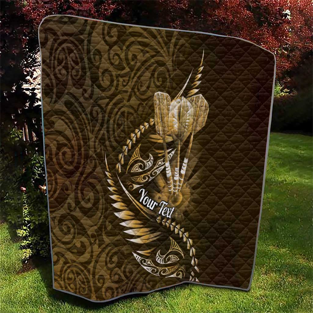 Personalised All Gold New Zealand Darts Quilt Aoteroa Fern Maori Galaxy Style