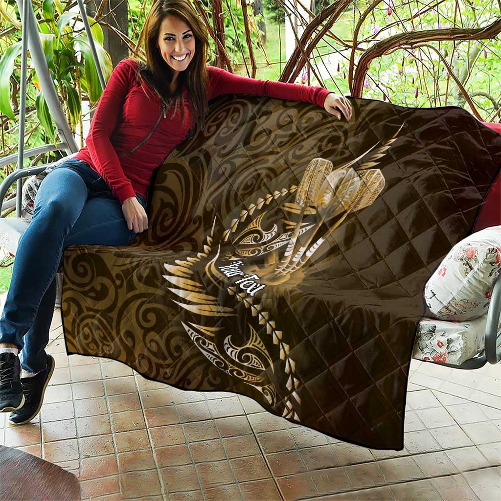 Personalised All Gold New Zealand Darts Quilt Aoteroa Fern Maori Galaxy Style