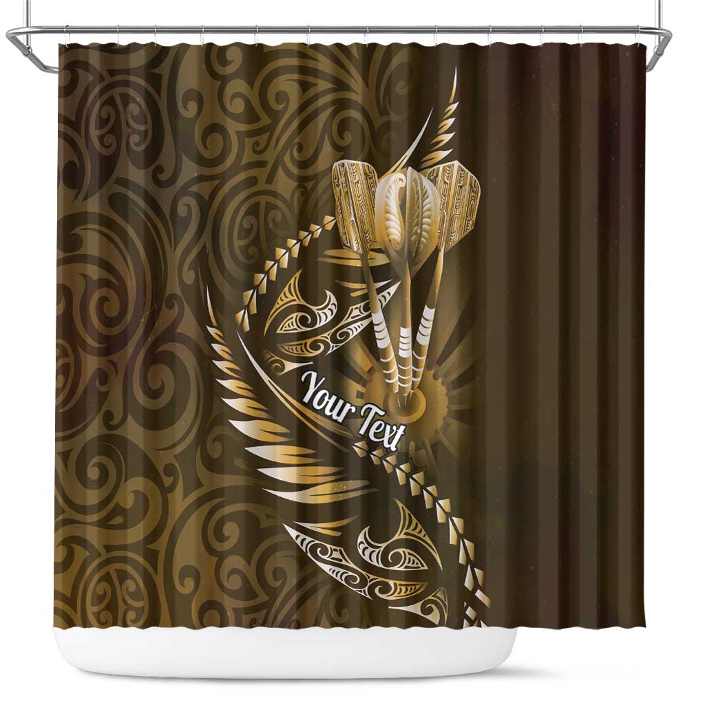 Personalised All Gold New Zealand Darts Shower Curtain Aoteroa Fern Maori Galaxy Style