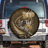 Personalised All Gold New Zealand Darts Spare Tire Cover Aoteroa Fern Maori Galaxy Style