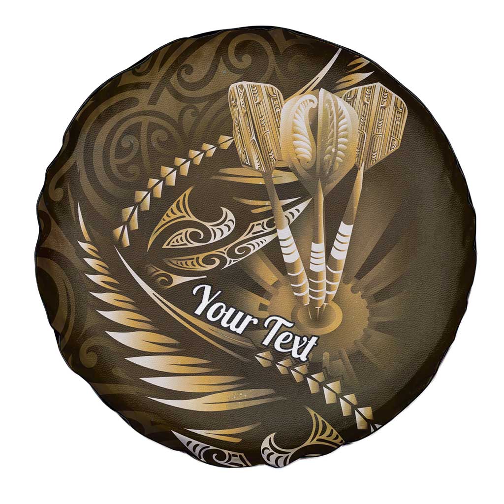 Personalised All Gold New Zealand Darts Spare Tire Cover Aoteroa Fern Maori Galaxy Style