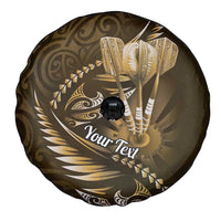 Personalised All Gold New Zealand Darts Spare Tire Cover Aoteroa Fern Maori Galaxy Style