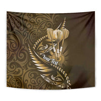 Personalised All Gold New Zealand Darts Tapestry Aoteroa Fern Maori Galaxy Style