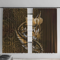 Personalised All Gold New Zealand Darts Window Curtain Aoteroa Fern Maori Galaxy Style LT14 With Hooks Gold - Polynesian Pride