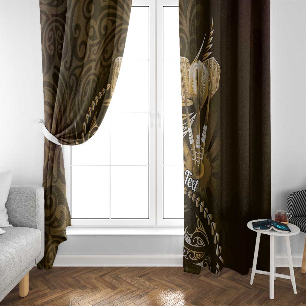Personalised All Gold New Zealand Darts Window Curtain Aoteroa Fern Maori Galaxy Style LT14 - Polynesian Pride