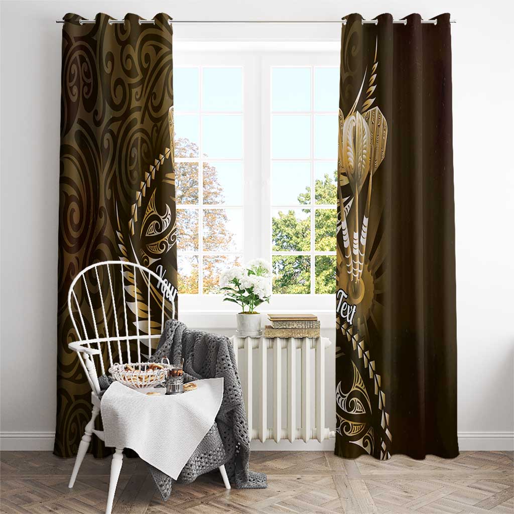 Personalised All Gold New Zealand Darts Window Curtain Aoteroa Fern Maori Galaxy Style LT14 - Polynesian Pride