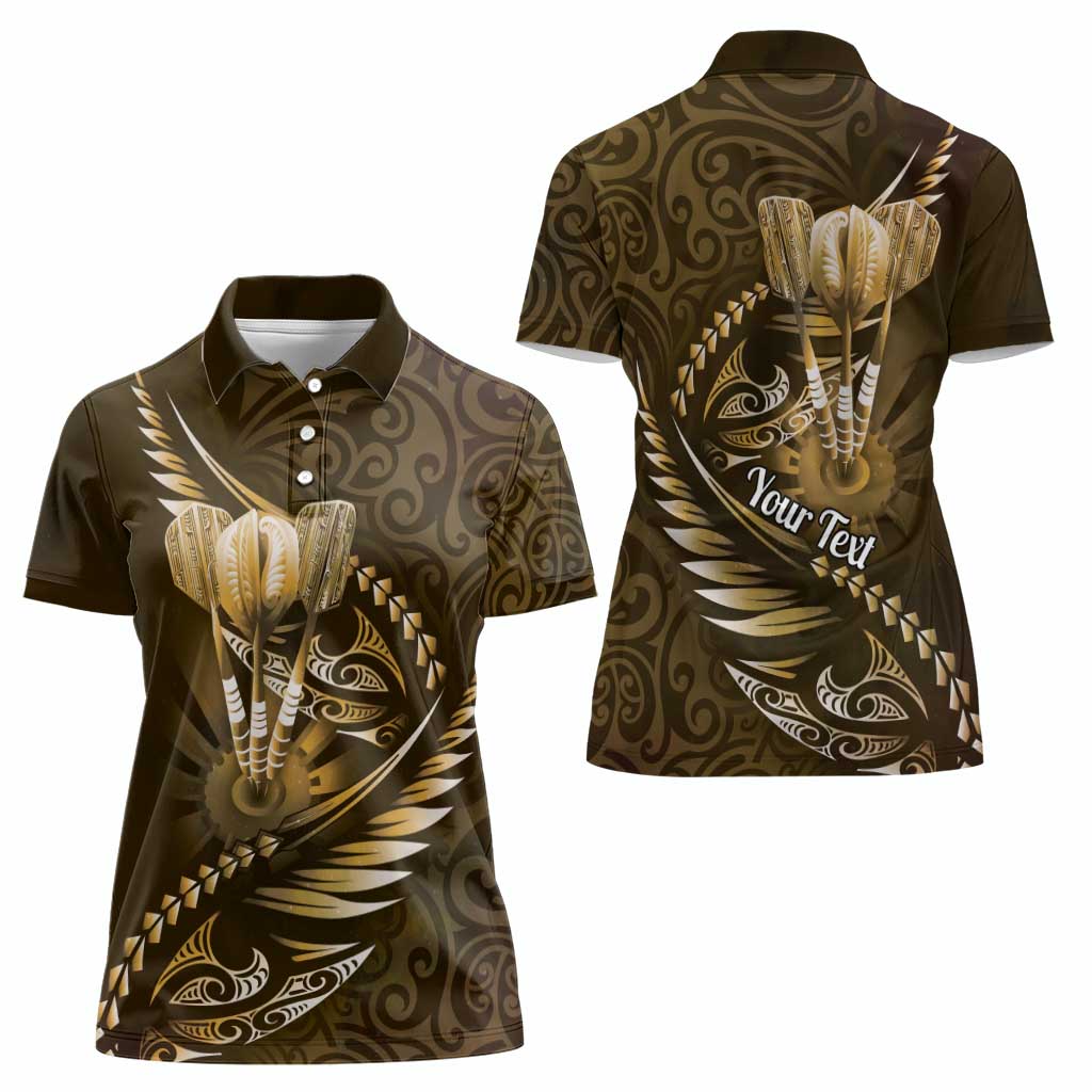 Personalised All Gold New Zealand Darts Women Polo Shirt Aoteroa Fern Maori Galaxy Style