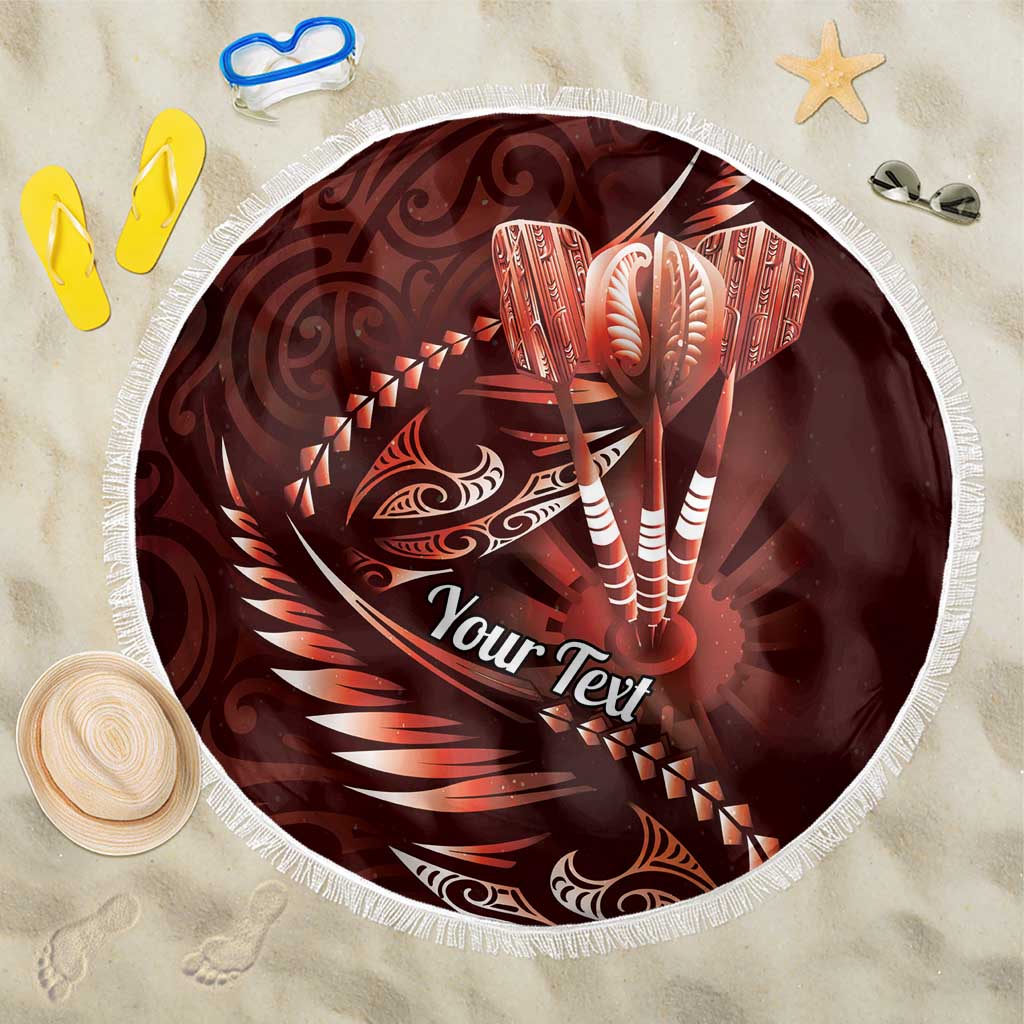 Personalised All Red New Zealand Darts Beach Blanket Aoteroa Fern Maori Galaxy Style