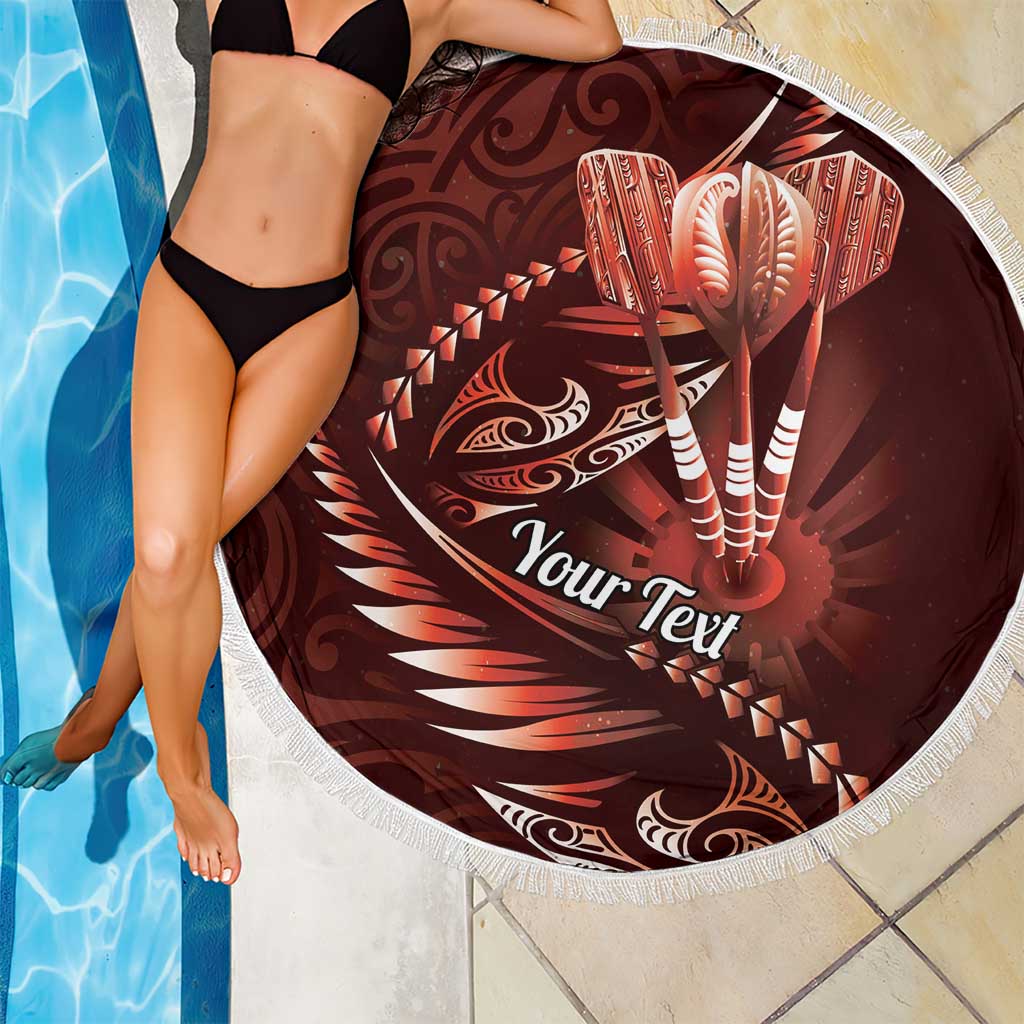 Personalised All Red New Zealand Darts Beach Blanket Aoteroa Fern Maori Galaxy Style