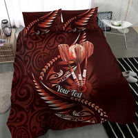 Personalised All Red New Zealand Darts Bedding Set Aoteroa Fern Maori Galaxy Style